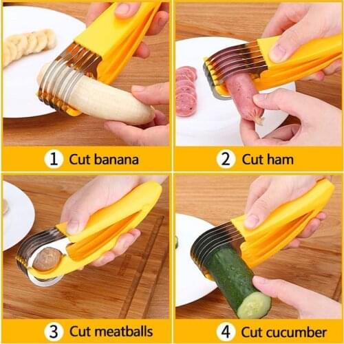 Fruit Cutter Stainless Steel Yellow Banana Slicer Green Cut Sausage Slicer Salad Ham Kitchen Accessories Gadget Vegetable Slicer