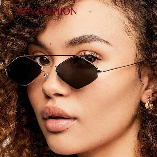Chic Brand Square Glasses Womens Men Sunglasses Metal Double Beam Designer Metal Vintage Polygon Rhombus Yellow Glasses Clear