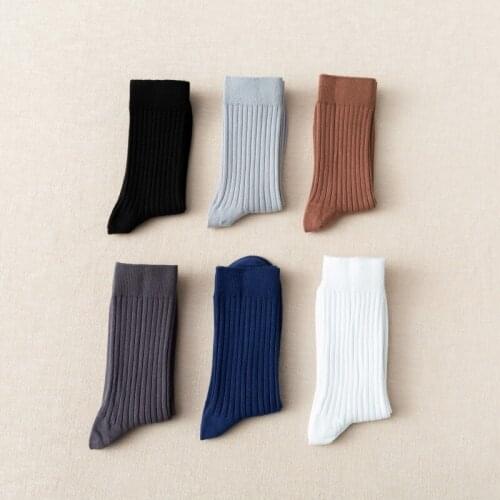 Autumn and winter new double needle male socks pure color vertical mens socks sports leisure cotton stockings