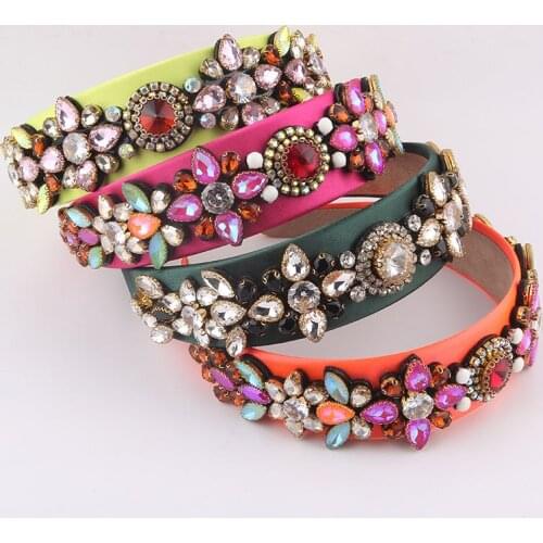Broadside personality rhinestone headband New Fashion Personality Baroque Colorful Rhinestone Headband Accessories 886