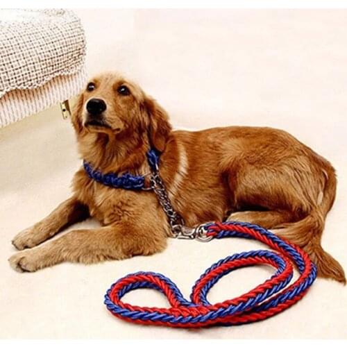 Strong Nylon Braided Leash Hand-woven Big Large Pet Dog Rope Belt Weave Training Walking Dog Puppy Collars Harnessess Chain