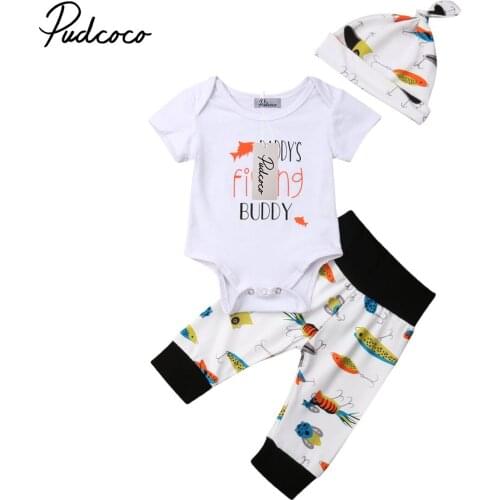 Pudcoco Newborn Infant Baby Boy Clothes Cotton Bodysuit Jumsuit Top Football Printed Pants Leggings Hat 3pcs Baby Outfits Set