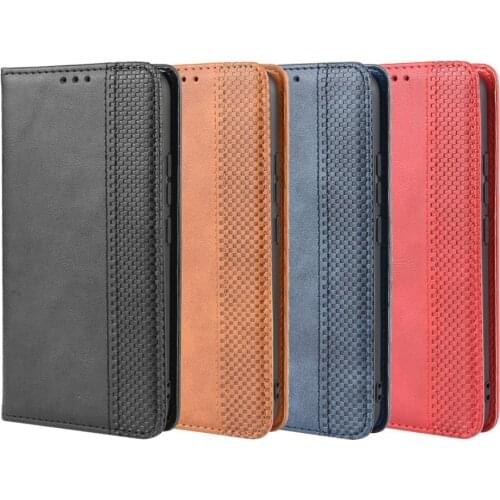 Luxury Retro Slim PU Leather Magnetic Sucker Flip Wallet Case Stand Holder Book Cover For Sharp Aquos R5G
