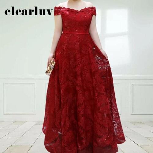 Sexy Off The Shoulder Evening Dress DR1050 Plus Size Burgundy Evening Dresses Sequin A Line Robe De Soiree Long Formal Gowns