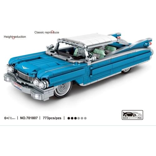 Technical classic Vintage car building block Cadillac Eldorado model pull back vehicle bricks toys collection for boys gifts