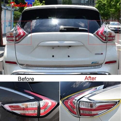 Tonlinker Exterior Rear Headlight Cover case stickers for Nissan Murano 2015-19 Car styling 4 Pcs ABS Chrome Cover stickers