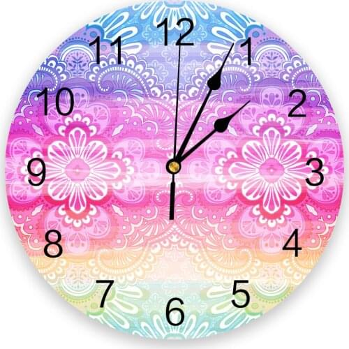 Indian Traditional Pattern 3d Wall Clock Modern Design Farmhouse Decor Kitchen Vintage PVC Round Clock Living Room Decoration