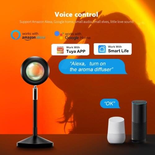 WiFi Smart Sunset Light RGB Projection 180° Flip Net Red Atmosphere Light Timer Support Tuya Smart Life APP Alexa Google Home