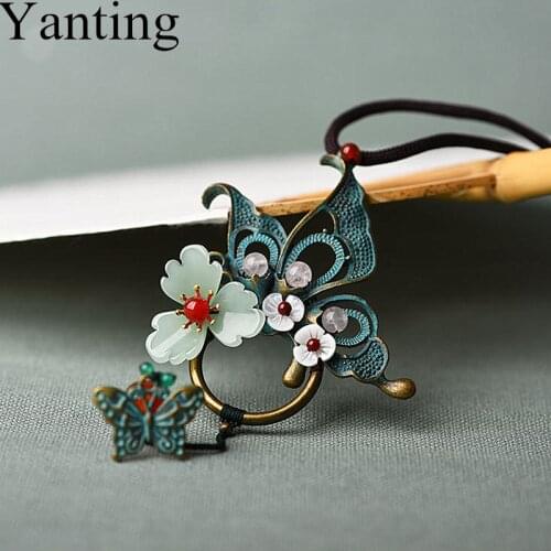 Yanting Long Sweater Chain Chinese Ethnic Women Necklace Butterfly Pendant Necklace Shell Flower Natural Stone Jewelry Gift 0164