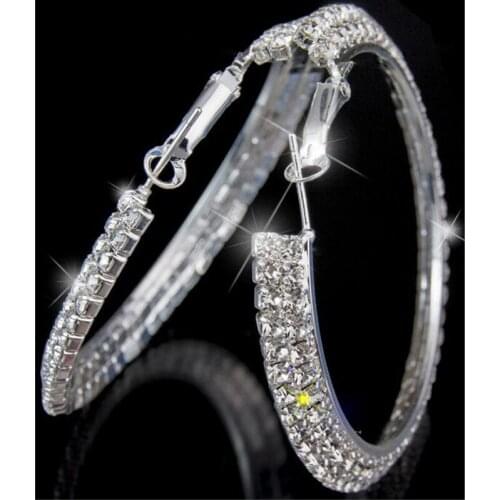 Women Crystal Circle Hoop Earrings AM0838