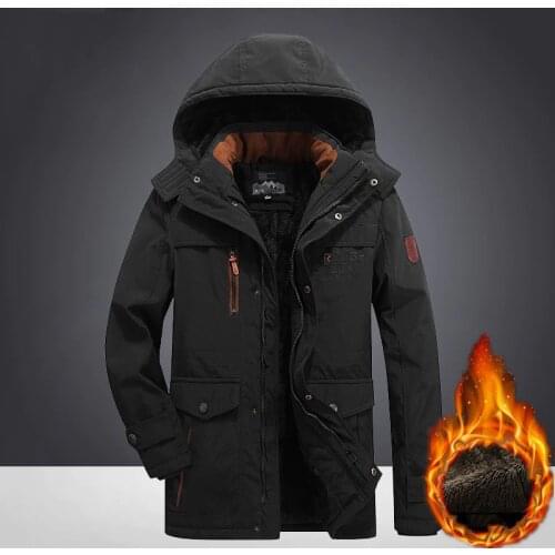 Large Size M-6XL Winter Parkas Jacket Men Military Hooded Collar Windbreaker Men Coats Jaqueta Masculina Wool Liner Warm Parkas