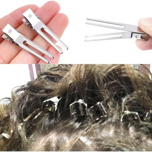 10 Pcs 46mm Double Prong Alligator Hair Clips Flat Metal Boutique Hairpins With No Teeth For DIY Hair Styling Accessory