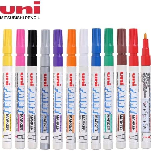 12colors UNI PX-21 Permanent Marker Pens Colored Oil Waterproof Writing for Metal Glass Fabric Tires Graffiti Paint Marker Pen