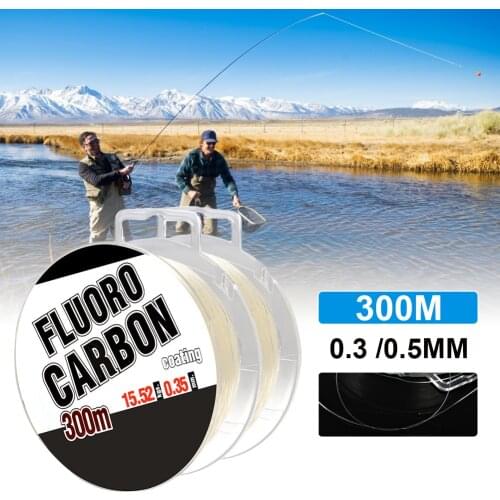 300M 0.3-0.5MM Carbon Fiber Coating Fishing Line 30-45LB Fluorocarbon Fly Fishing String Cord
