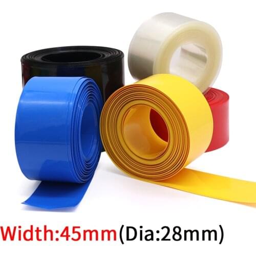 45mm Width 18650 Lithium Battery Film Wrap PVC Heat Shrink Tube Sheath Cover Insulated Cable Sleeve Pack Protection Multicolor