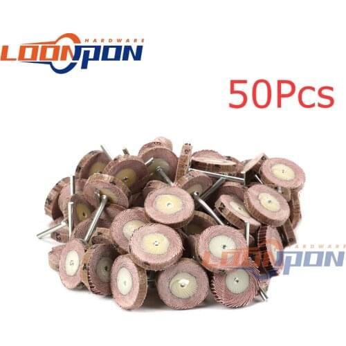 50Pcs 25mm Sandpaper Mounted Point Grinding Head T Flap Wheels Polishing Turning Tools With 3mm Shaft Grit 120#/180#/240#/320