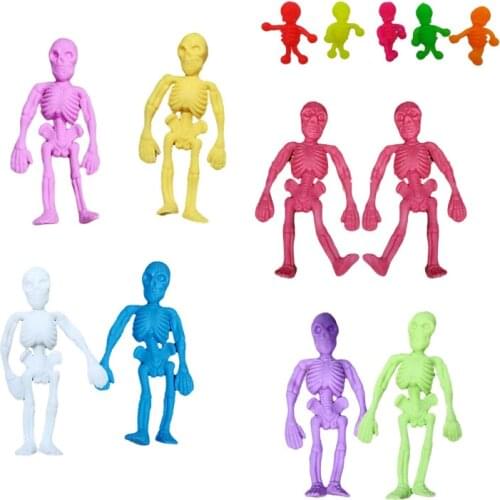 6pcs 3 Style Colorful Childrens Halloween Tricky Soft Toy Sets Intimidating Stretch Toys Mannequin Model Fun Decompression Toy