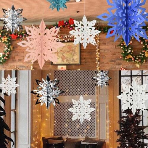 6Pcs/set 3D Snowflake Paper Garland Christmas Holiday Festival Decoration Baby Shower Birthday Party Home Decoration