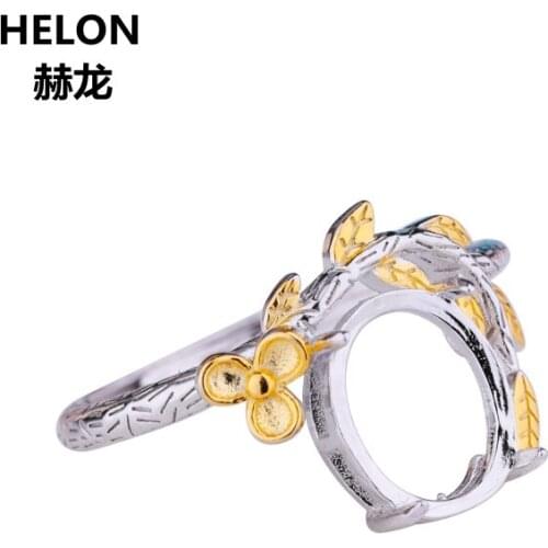 925 Sterling Silver 8x10mm Oval Cabochon Semi Mount Ring Art Deco Gold Color Engagement Wedding Women Ring Setting Wholesale