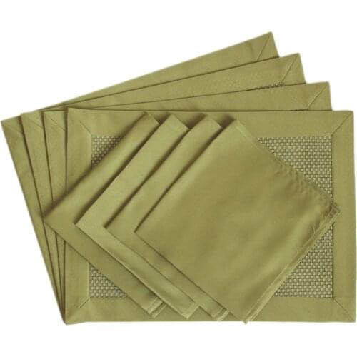 Free shipping Set of 4pcs table placemat with 4pcs table napkin jacquard 3 colors table set GIFT SET