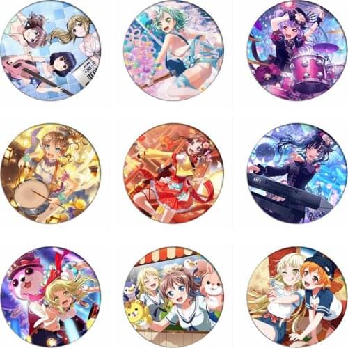 BanG Dream Tsurumaki Kokoro Cosplay Badge Rimiri Yamato Maya Brooch Pins Collection Button Icon Breastpin Badges for Backpacks