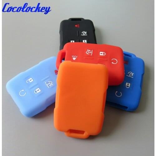Cocolockey Silicone Car Key Cover Case Holder for Chevrolet Silverado Tahoe Colorado Impala Subrban Keyles Enter Key for GMC