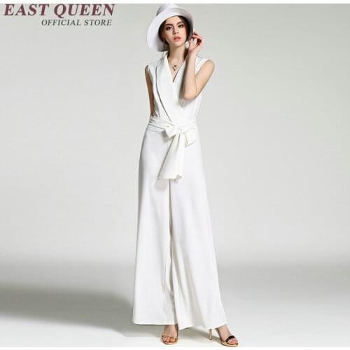 Elegant women jumpsuit Women business casual clothing Black or white color Chiffon business clothing AA2115 X