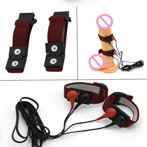 Electric Shock Penis Ring Conductive Fibers Cock Ring Electro Stimulation Therapy Penis Massager Medical Themed Sex Toys For Men