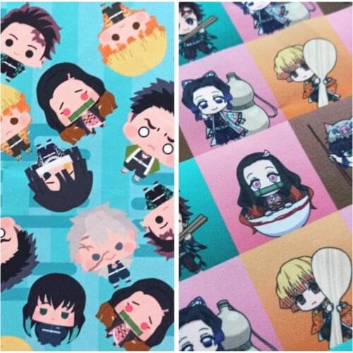 ZENGA 50*140cm Kimetsu no Yaiba Anime Demon Slayer Cotton Thin Canvas Fabric For Sewing Diy Tablecloth/Bag/Cushion/ Sofa /Wallet