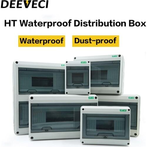 HT Waterproof Series 5/8/12/15/18/24Ways Household illumination Electrical Distribution Box MCB Waterproof Junction Wire Box ABS