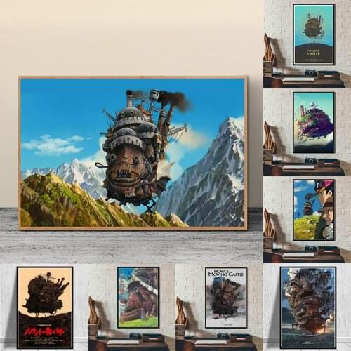 Collection Howls Moving Castle Japan Anime Canvas Oil Painting Poster Prints Art Wall Pictures Living Room Home Decor Cuadros