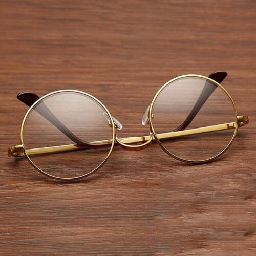 Round Alloy Frame Glasses Computer Goggles Decoration Eyeglasses Women Men Unisex Vintage Classic Flat Mirrors