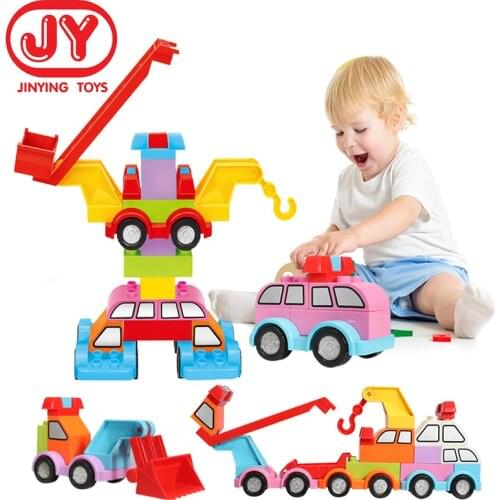 Building Block Toys City Building Engineering vehicle Creative DIY deformation Big block combination toys for kids Boy Gift