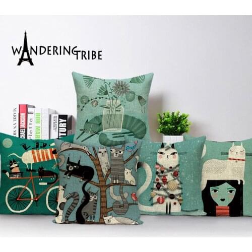Cartoon Animal Decorative Cushion Cover Colorful Elephant Cushions Case Cat Outdoor Pillow Covers 45X45 Home Decor Pillows Cases