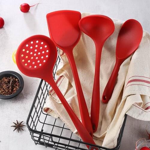 4Pcs Non-Stick Silicone Cooking Utensils Set Heat Resistant Turner Spatula Spoon Colander Rice Scoop Kitchen Utensils Set New