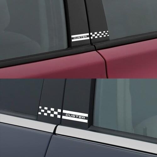 2PCS Car B Pillar Sticker For Dacia Duster 4X2 4X4 1.0 Tce 100 130 Turbo Black Collector Prestige Car Accessories Vinyl Decals