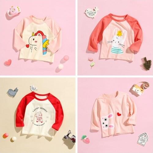 0-6 Age Girls Autumn Clothing Cartoon Cute Baby Tshirt 100% Cotton Leisure Long Sleeve Tops Children Clothes Boy Girl Base Shirt