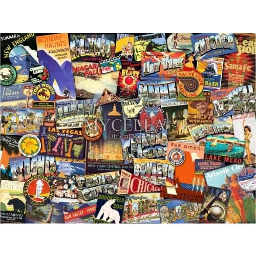 Road Trip 5D DIY Diamond Painting Cross Stitch Diamond Embroidery City & Place Americana Mosaic Full Home Decor Paintings Crafts