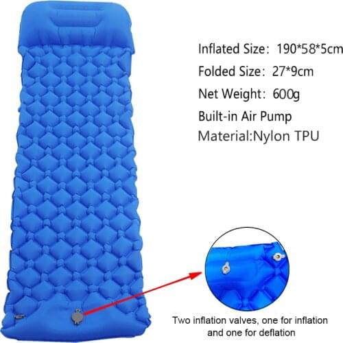 Portable Outdoor Camp Inflatable Sleeping Mattress With Built-In Air Pump, 2 Inflating Methods, Combined Into A Double Sleep Pad