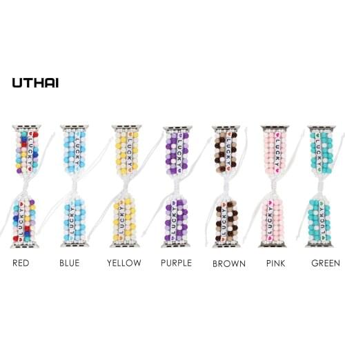 Straps For apple watch Series 6 SE 5 4 44mm 42mm Lucky Beads Bead Strap 3 2 1 38mm 40mm Accessories UTHAI A103
