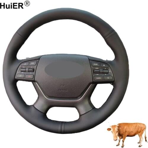 Hand Sewing Car Steering Wheel Wrap Volant Funda Volante For Hyundai Genesis 2015 2016 Braid on the Steering wheel Car Styling