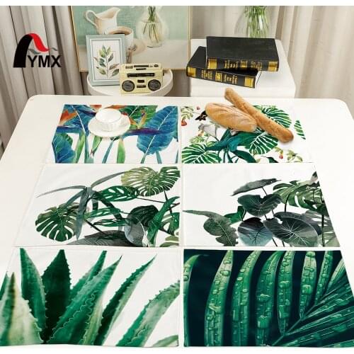 FYMX Plain Plant Decoration Napkin Green Hollow Leaves Red Flowers Colored Leaves Aloe Napkins Picnic Oil-proof