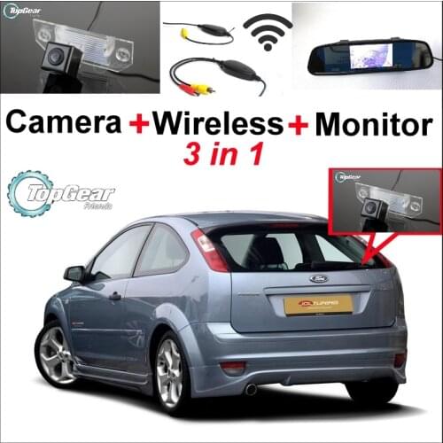 3 in1 Special Rear View Camera + Wireless Receiver + Mirror Monitor BACKUP Parking System For Ford For Focus 2004~2008