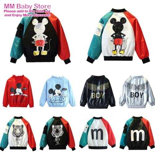 Spring Autumn Childrens Hooded Jacket Cartoon Mickey Jacket Coat Kid Boys Outing Clothes Jacket Zipper Cardigan Jacket 1-10Year