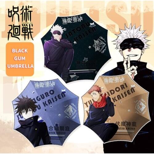 Anime Jujutsu Kaisen Cartoons Manga Peripheral Portable Sunny And Rainy Vinyl Umbrella Gojo Satoru Men Women Umbrellas Parasols
