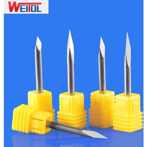 WeiTol 1PCS 4MM SHK three face engraving bits solid carbide 3 edge router bits CNC machine tools for wood