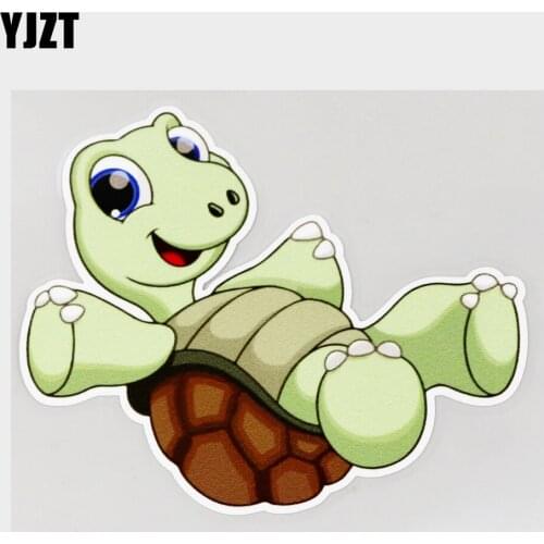 YJZT 12.7CM×10.8CM Decal Happy Little Turtle Funny PVC Car Sticker 11C-0202