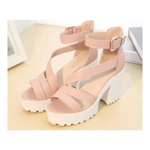 Big Size Summer Sandals Women 2017 Platform Female Thick Heel High Heels Peep Toe Sandals Shoes Women Sandalias Plataforma 9935