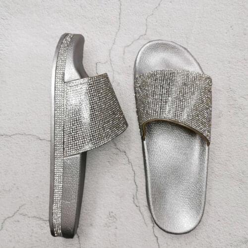 Summer Wedges Women Sandals Platform Bling Shining Female Slides Outdoor Beach Shoes Large Size Thick Bottom Non-slip Footwear