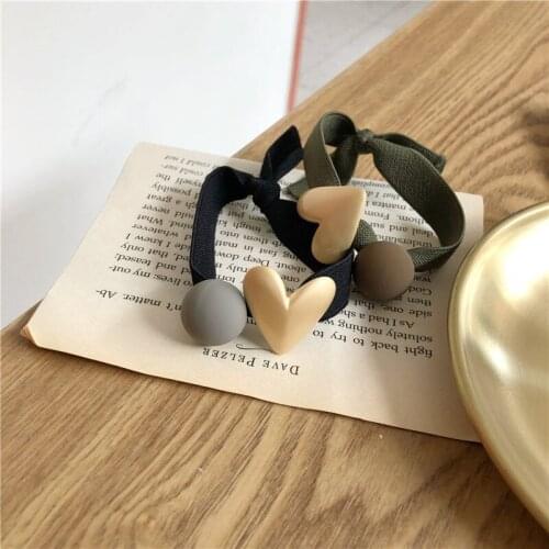 Women New Gold Alloy Love Hair Ties Lady Fashion Beaded Hair Bands